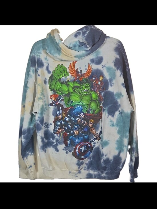 Marvel Other - Marvel Tie-Dye Crewneck Sweatshirt - Blue & Green Graphic